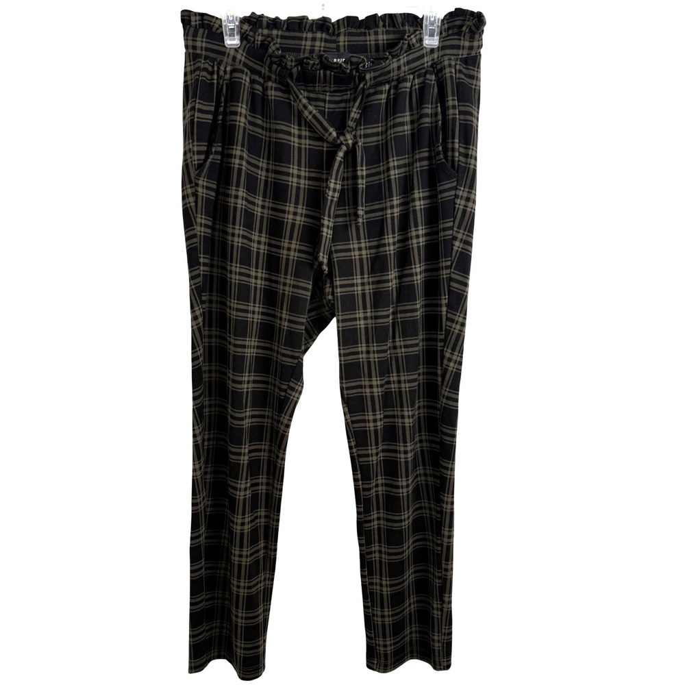 Torrid Plaid Paperbag Waist Pants Size 00 Olive Black Dark Academia Grunge